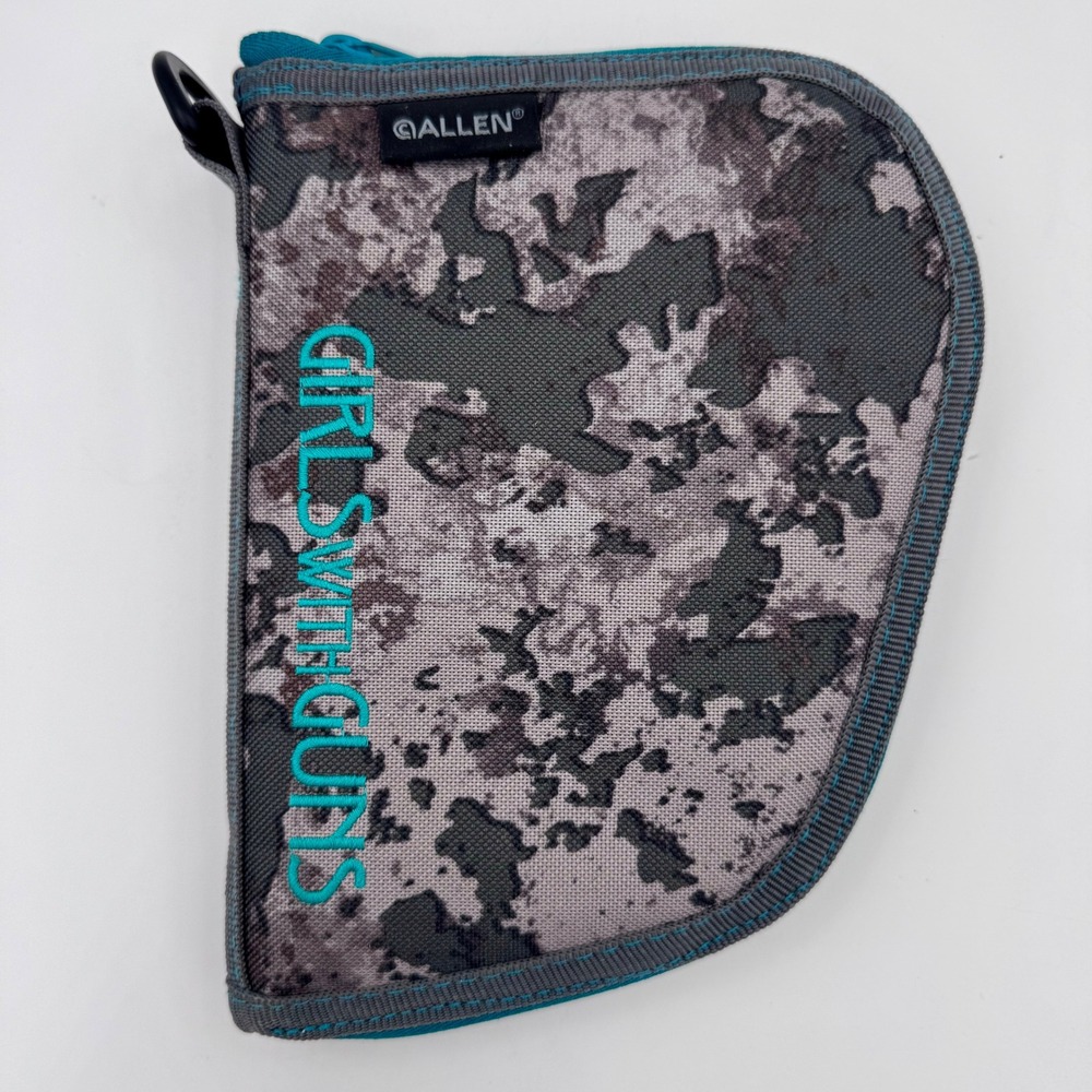 Allen Girls With Guns Handgun Case Grey Camo‎ Teal Accent Padded Pistol Rug 8 In